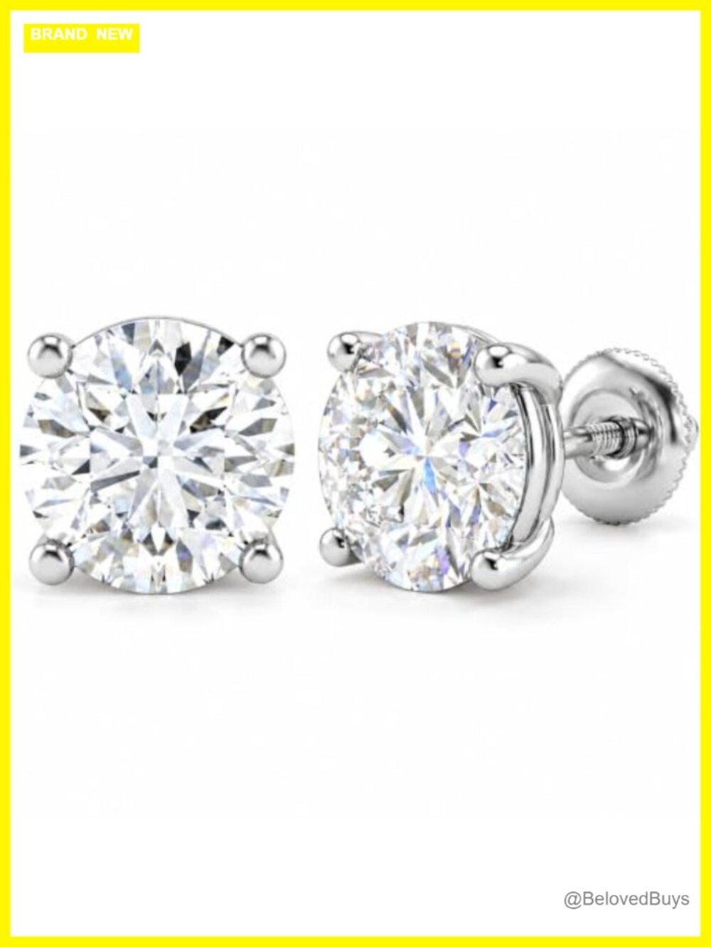 14K White Gold Lab Grown Diamond Solitaire Stud Earrings